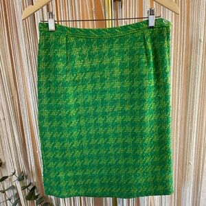 Vintage Green and Yellow Houndstooth Skirt